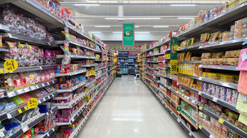 Panoramic view of market stall in store