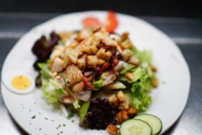 High angle view of meal served in plate