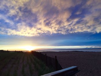 Scenic view of calm sea at sunset