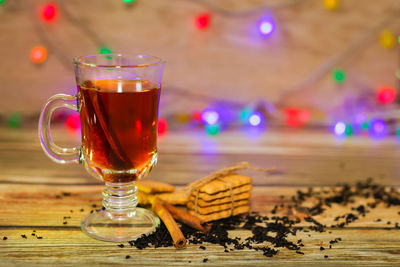Close-up of drink in glass on table