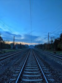 Railroad tracks during sunset