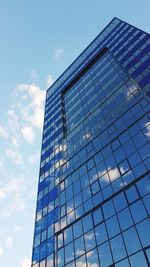 Low angle view of modern building against sky