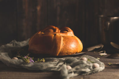 Jack o lantern on table