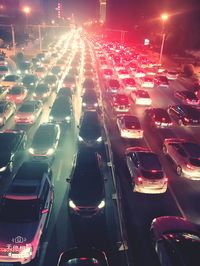 Illuminated city at night