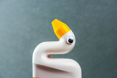 Close-up of toy against black background