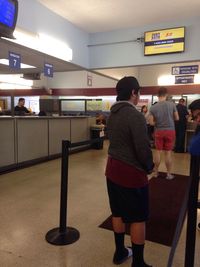 Woman standing in subway