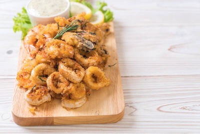 Close-up of food on cutting board