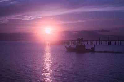 Scenic view of calm sea at sunset