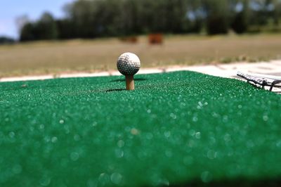 Close-up of ball on grassland