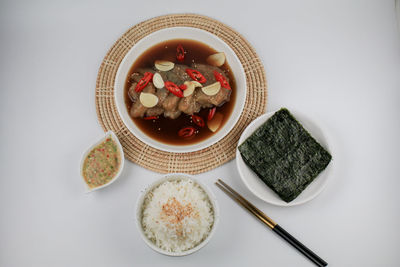 High angle view of food on table