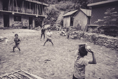 Children playing in a building