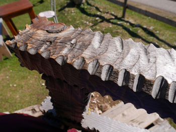 High angle view of stone roof at park