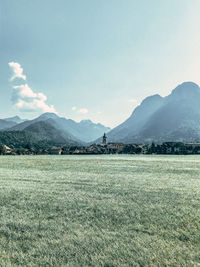 Scenic view of field against sky