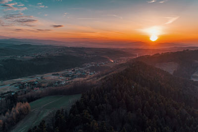 Sunset in the low beskids. nowosadecki county