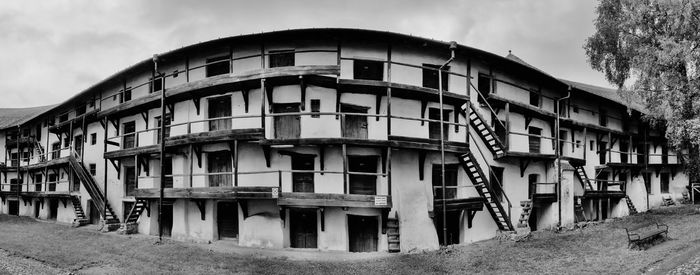 Low angle view of old building against sky