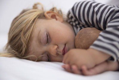 Close-up portrait of baby sleeping