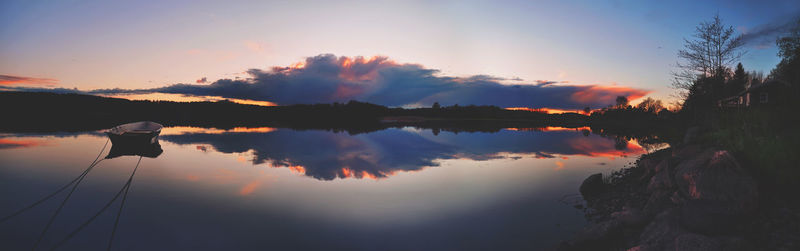 Scenic view of calm lake at sunset