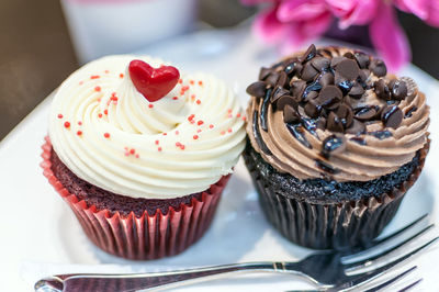 Close-up of cupcakes on table