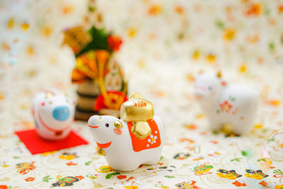 Close-up of christmas decoration on table