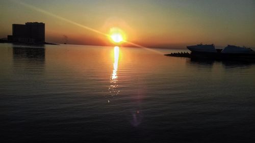 Scenic view of sea against sky during sunset