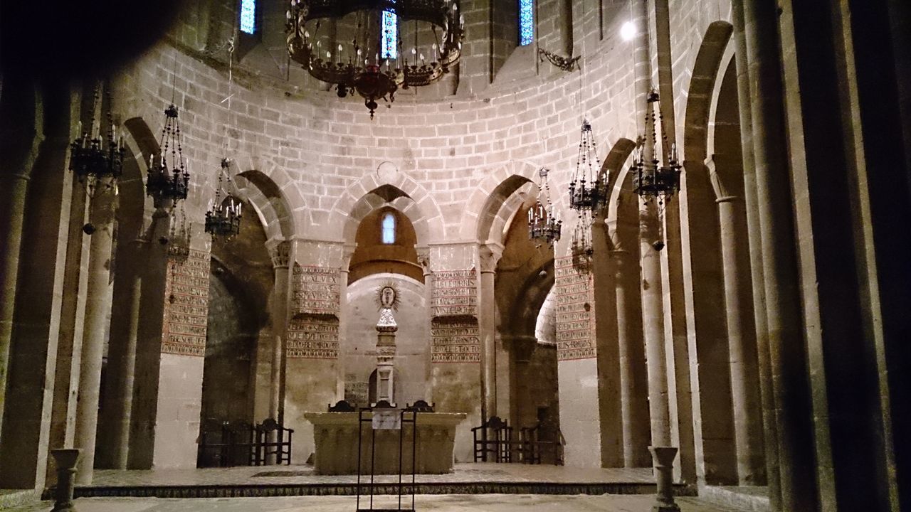 architecture, built structure, place of worship, church, religion, spirituality, building exterior, cathedral, window, arch, indoors, low angle view, architectural column, building, no people, history, day, sunlight