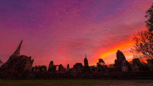 Panoramic view of temple against sky during sunset