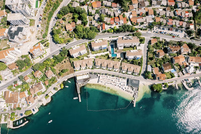 High angle view of buildings in city