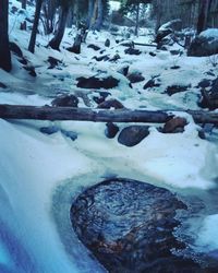 Water splashing on rocks