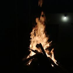 Close-up of bonfire at night