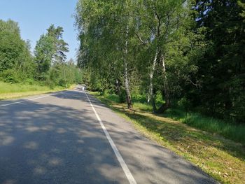 Road amidst trees against sky