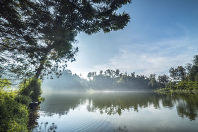 Scenic view of lake against sky