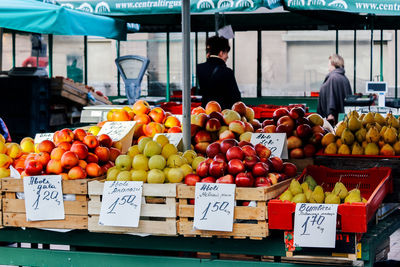 Various fruits for sale at market stall