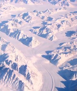 Aerial view of snowcapped mountains