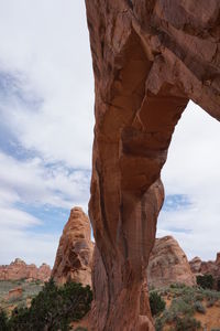 Rock formation against cloudy sky