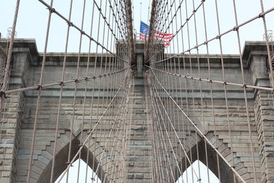 Low angle view of suspension bridge