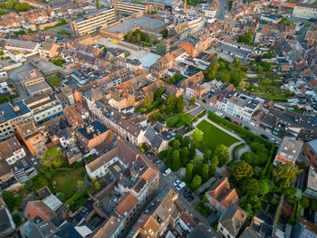 High angle view of buildings in city