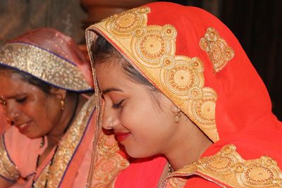 Close-up of woman wearing mask