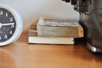 Close-up of books on table