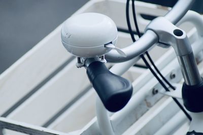 High angle view of bicycle in container