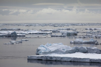 Scenic view of sea against sky during winter