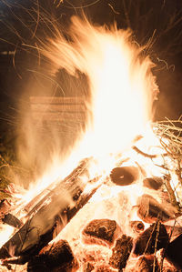 Close-up of fire crackers at night