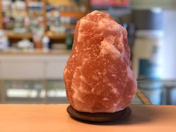 Close-up of ice cream on table in restaurant