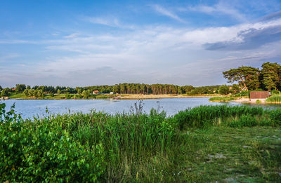 Scenic view of lake against sky