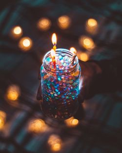 Close-up of illuminated christmas lights