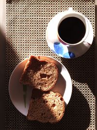 Close-up of coffee cup on table