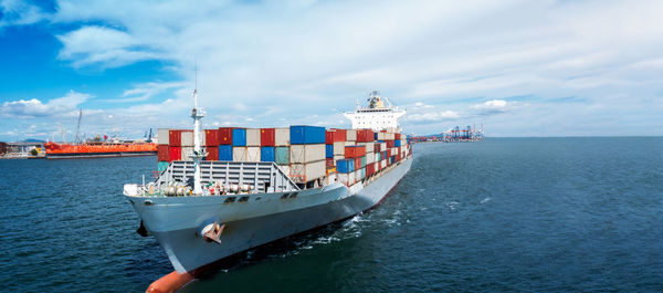 Cargo ship , large containr ship export goods to customer