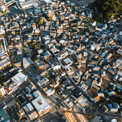 High angle view of buildings in city