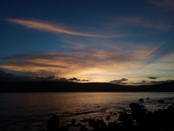 Scenic view of sea against sky at sunset