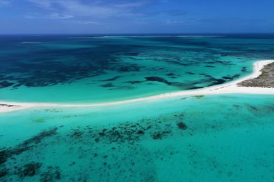 Aerial view of island and beach in los roques, venezuela