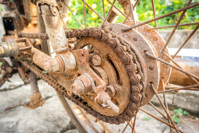 Close-up of rusty machine part